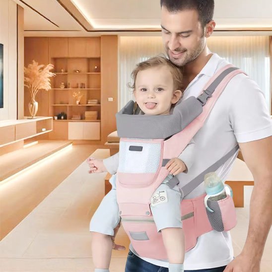 Porte bebe multifonction vert menthe avec porte-bouteille.