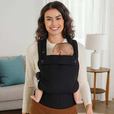 Porte-bebe noir physiologique pour nouveau-né.