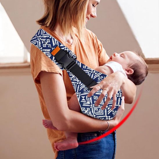 Porte bebe sling motifs géométriques bleus