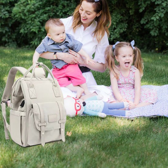 Sac a langer multifonction beige pour parents