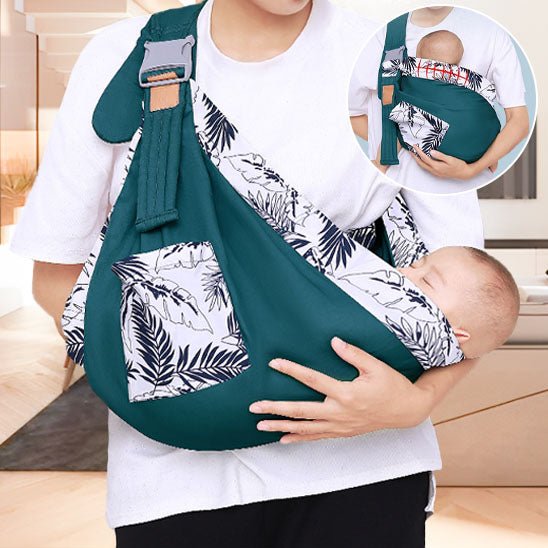 echarpe de portage bebe avec motif feuillage